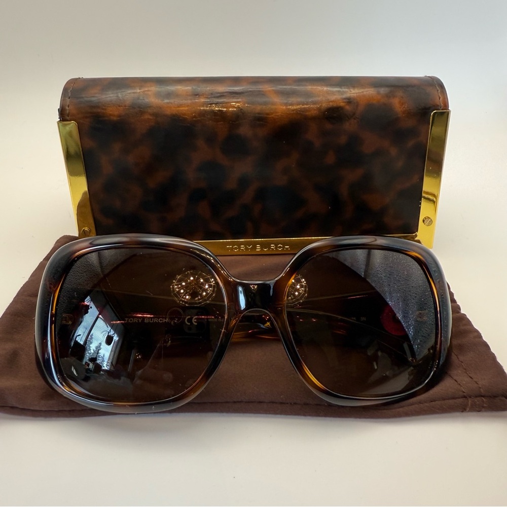 Tory Burch TY6081 Bordeaux Sunglasses Tortoise w/ Case & Pouch